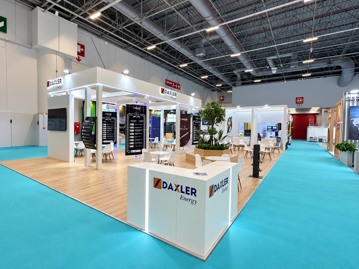 Daxler Energy Solarex — Karşılama Bankosu ve Turkuaz Zemin